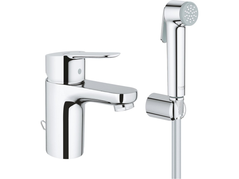 Купить Смеситель для раковины с гигиеническим душем Grohe Bau Edge 23757000 хром