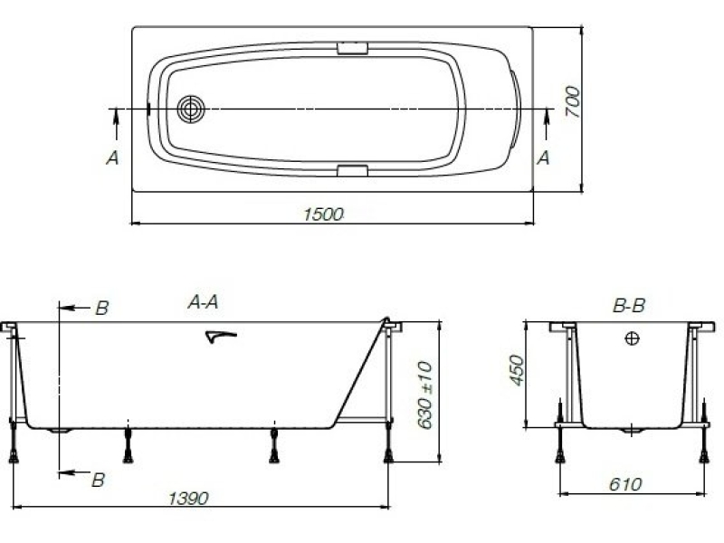 Купить Ванна Roca Sureste 150х70 прямоугольная белая ZRU9302778