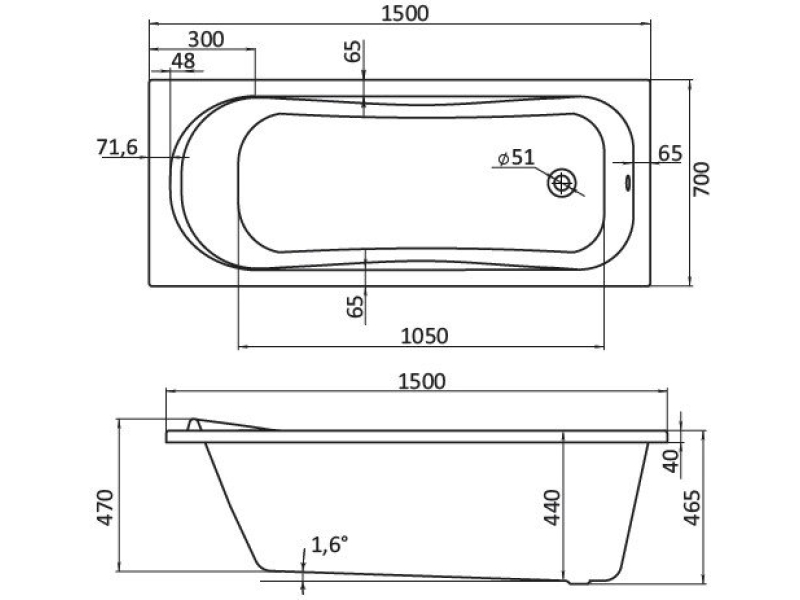 Купить Ванна акриловая Santek Тенерифе 150x70 белая 1.WH30.2.213