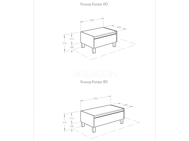 Купить Комод Aquaton Капри 60 белый глянец 1A231003KP010