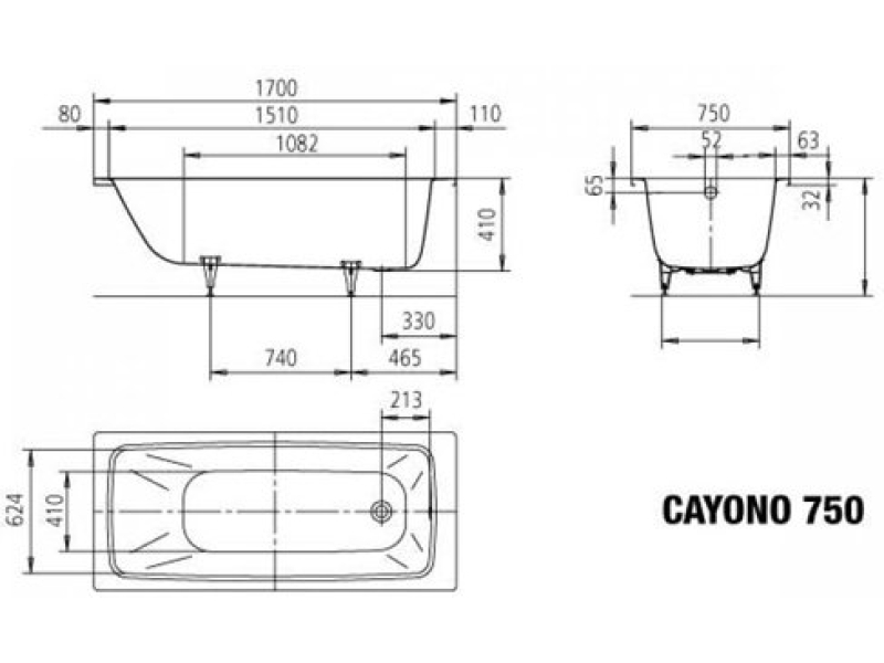 Купить Стальная ванна KALDEWEI Cayono 170x75 easy-clean mod. 750 275000013001