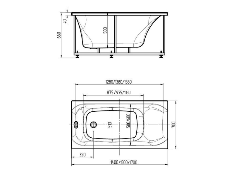 Купить Акриловая ванна Aquatek Альфа 140x70 см пустая с фр.экр. слив слева