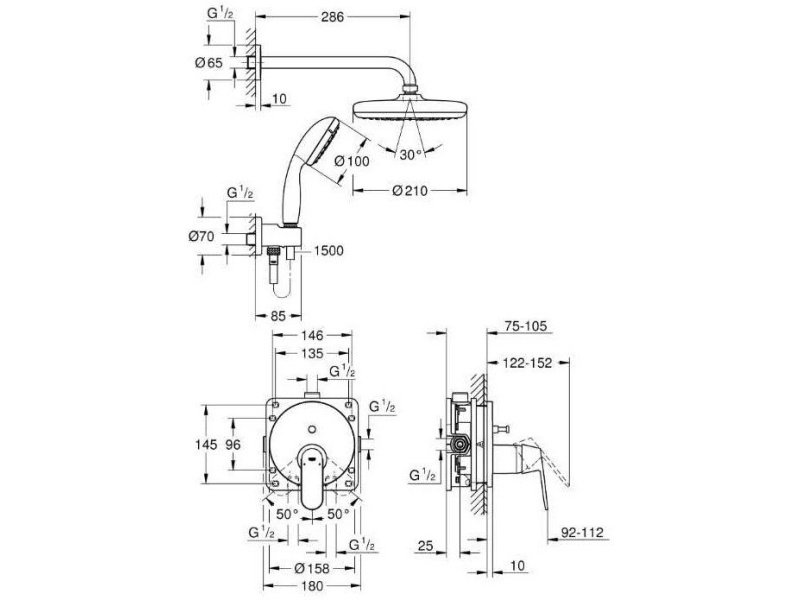 Купить Душевая система Grohe Eurosmart Cosmopolitan 25219001