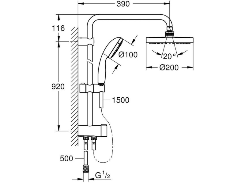 Купить Душевая система с переключателем Grohe New Tempesta 26452001