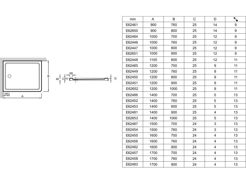 Купить FLIGHT E62454-00 Акриловый душевой поддон, прямоугольный 150x76x4 см, Белый