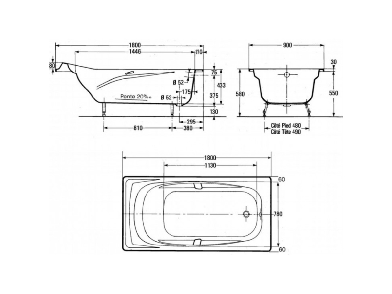 Купить Чугунная ванна Jacob Delafon Super Repos 180x90 E2902-00