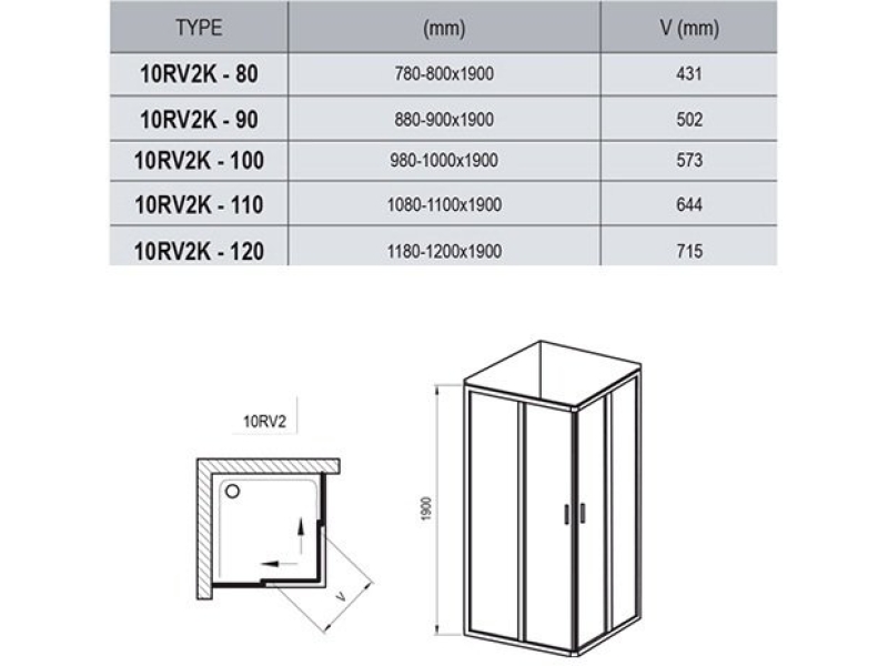 Купить Душевой уголок Ravak 10° 90х90 10RV2K-90 1ZJ70C00Z1