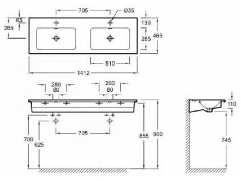 Купить Тумба под раковину Jacob Delafon Vox 140x46 EB2070-R2-N18 белый