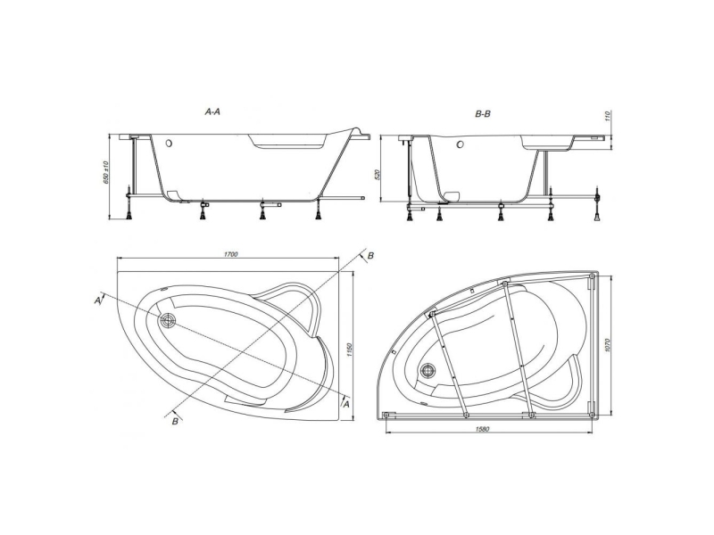 Купить Акриловая ванна Roca Luna 170x115 R 248641000 правая