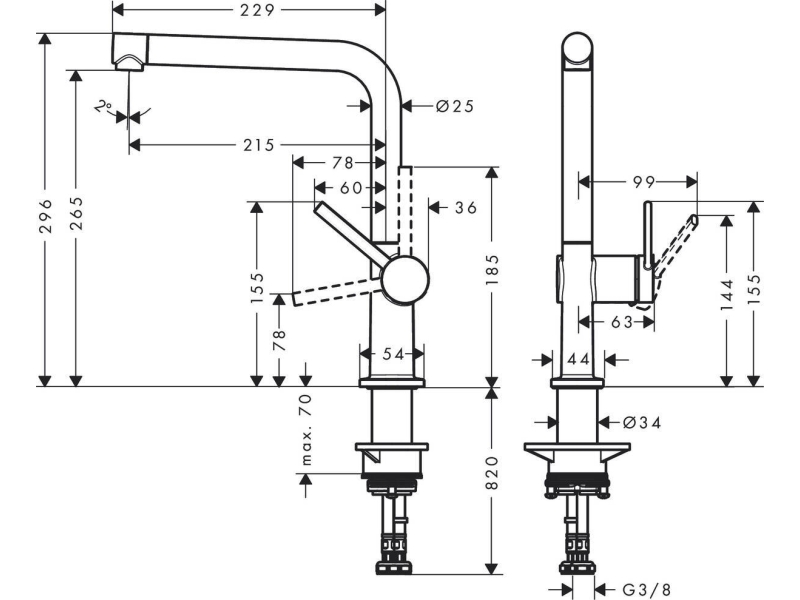 Купить Кухонный смеситель Hansgrohe Talis M54 однорычажный, 270, 1jet 72840670, матовый черный