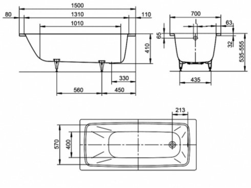 Купить Стальная ванна KALDEWEI Cayono 150x70 easy-clean mod. 747 274700013001