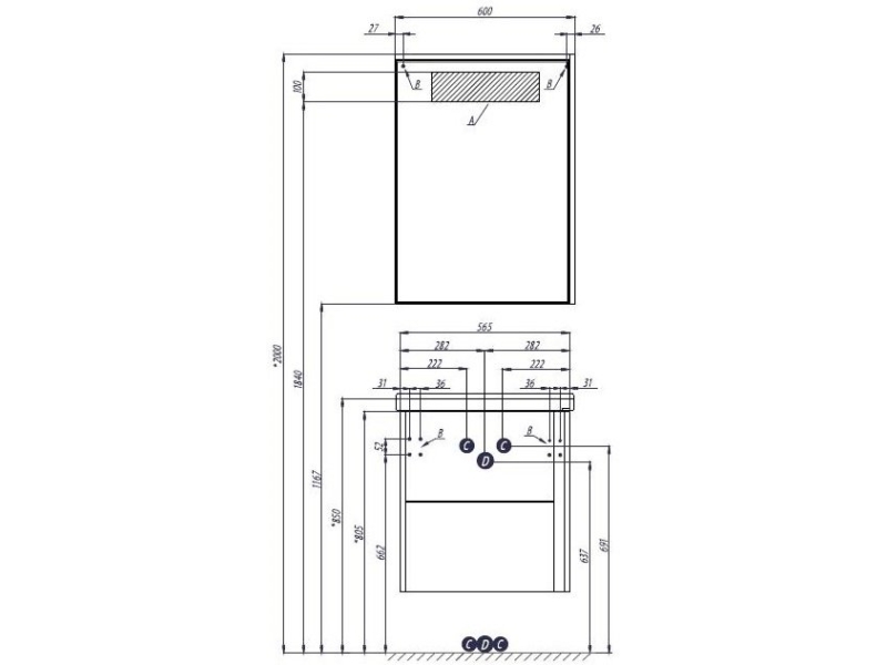 Купить Зеркальный шкаф Акватон Стоун 60x83 1A231502SX850 сосна арлингтон