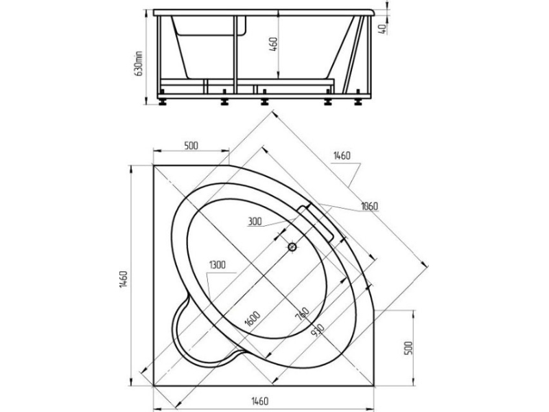 Купить Акриловая ванна Aquatek Калипсо 146x146 KAL146-0000005