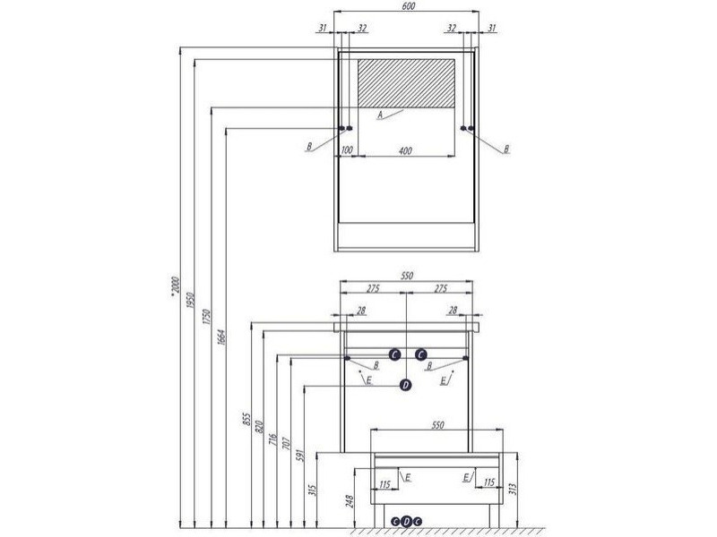 Купить Зеркальный шкаф Акватон Капри 60x85 1A230302KPDA0