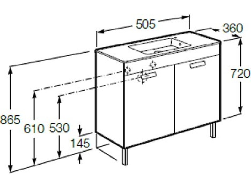 Купить Тумба под раковину Roca Debba 50 2 дверцы, белый глянец ZRU9302710