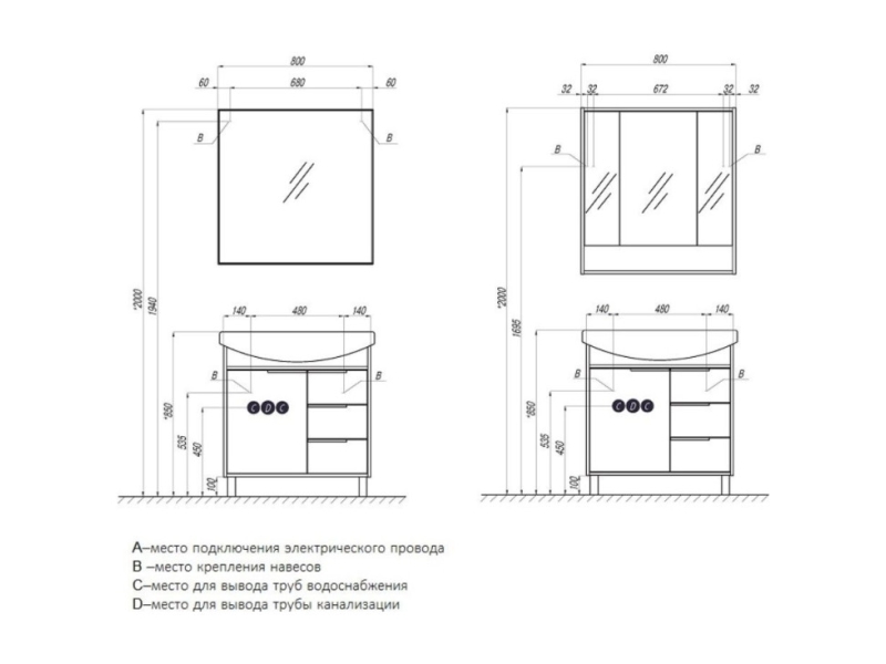 Купить 1A2154K1RIB90 Набор: 1A215401RIB90 Тумба-умывальник Рико 80/ 1WH207783 Раковина Смайл 80