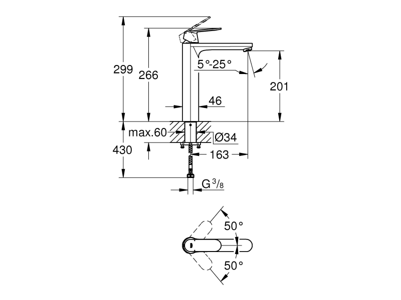 Купить 23921000 Eurosmart Cosmopolitan Смеситель для раковины однорычажный DN 15 XL-Size, хром