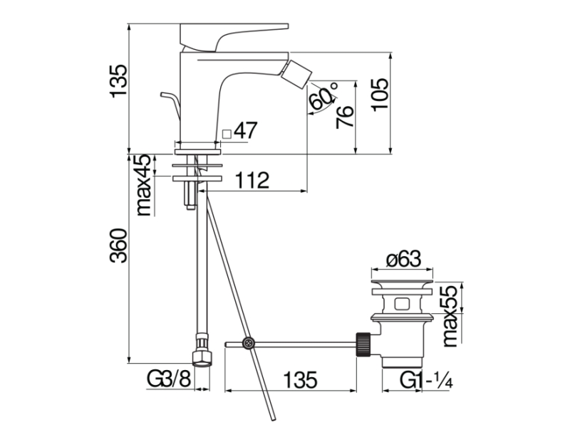 Купить Смеситель для биде Nobili Seven SE124119/1CR Chrome