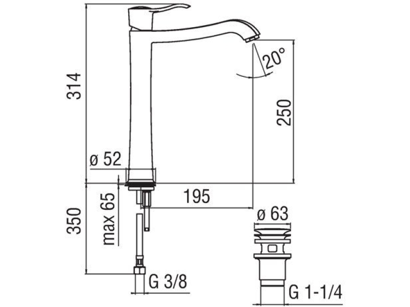 Купить Высокий смеситель для раковины NOBILI Sofi SI98128/2BR