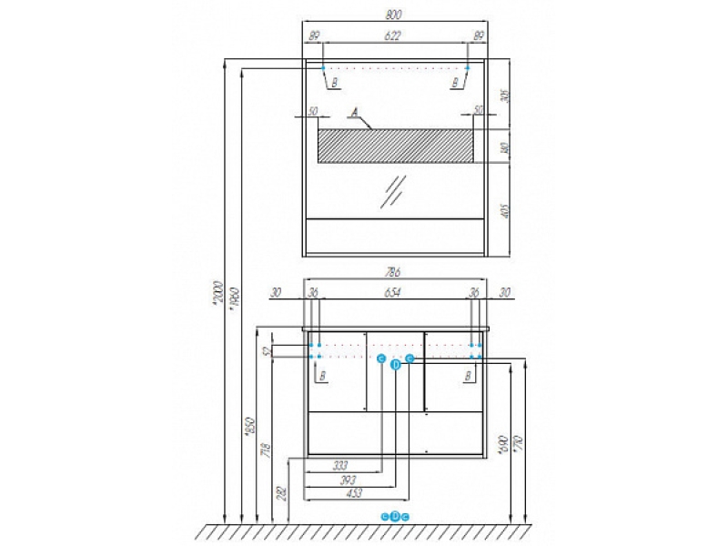 Купить 1A2390K1RVX20 Набор: 1A239001RVX20 Тумба-умывальник Ривьера 80/ 732799C000 Раковина VICTORIA-N 800