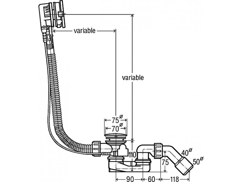 Купить 728007 Visign MT5 Слив/перелив Simplex Trio 560 x 40/50, модель 6166.41