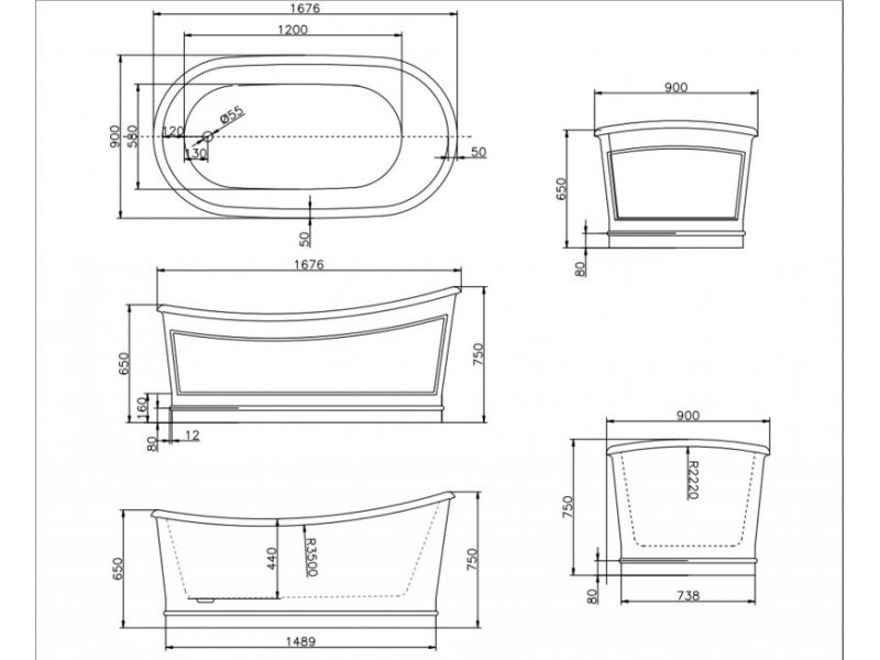 Купить Ванна акриловая BelBagno BB32-CF36 170 х 90 см