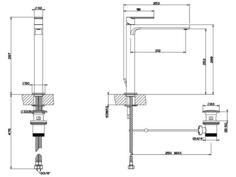 Купить Смеситель для раковины Gessi Via Manzoni 38603-031