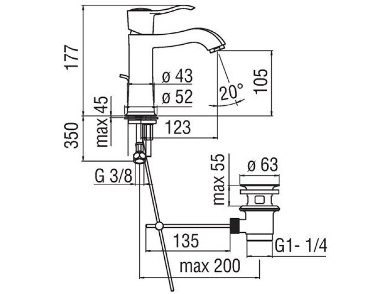 Купить Смеситель для раковины Nobili Sofi SI98118/1BR