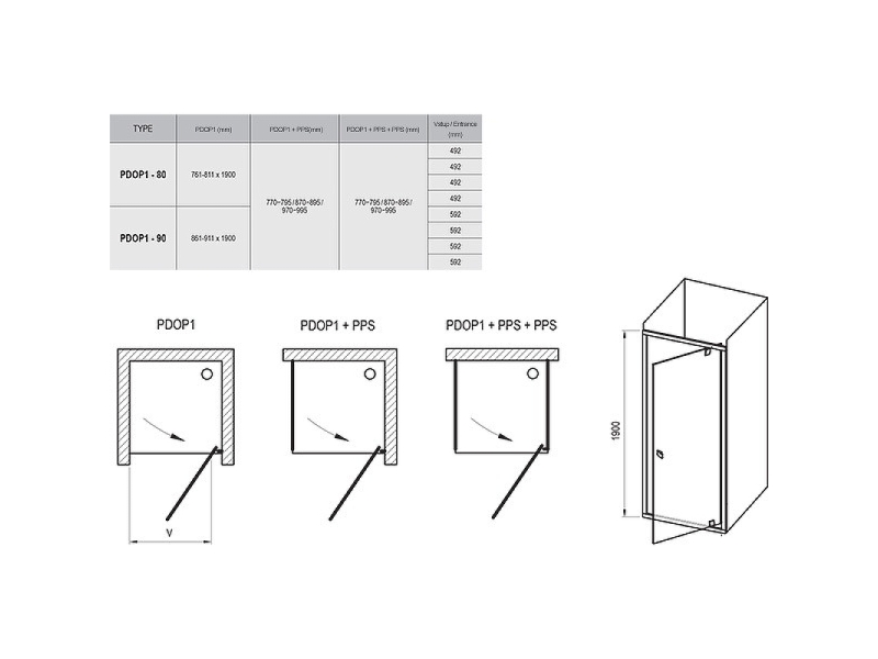 Купить PDOP1-90 черный + транспарент, Pivot душевая дверь одноэлементная