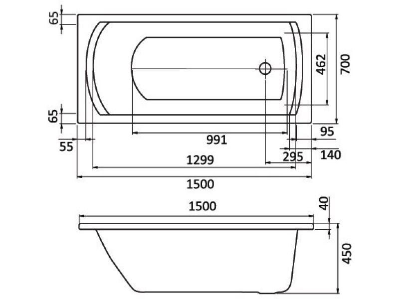 Купить Ванна акриловая Santek Монако 150x70 белая 1.WH11.1.976