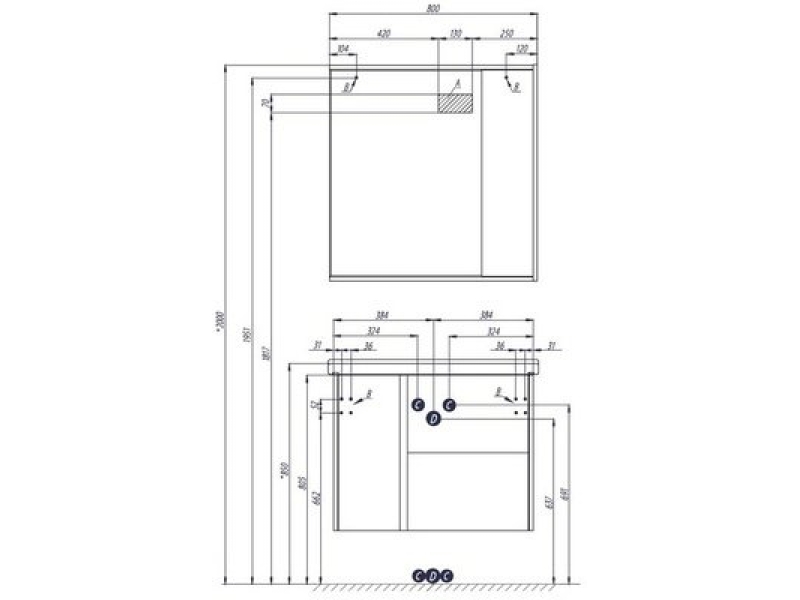 Купить Зеркальный шкаф Акватон Стоун 80x83 1A228302SX850 арлингтон сосна