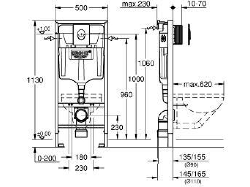 Купить Инсталляция для унитаза Grohe Rapid SL 38722001 с белой клавишей