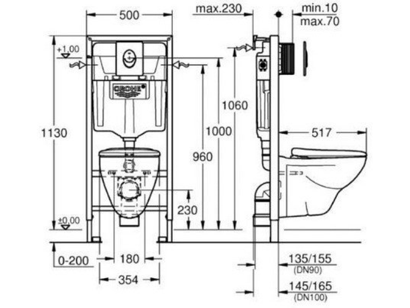 Купить Набор Grohe Solido Lecico 4 в 1, с подвесным унитазом, микролифт, панель Skate Air 39192000