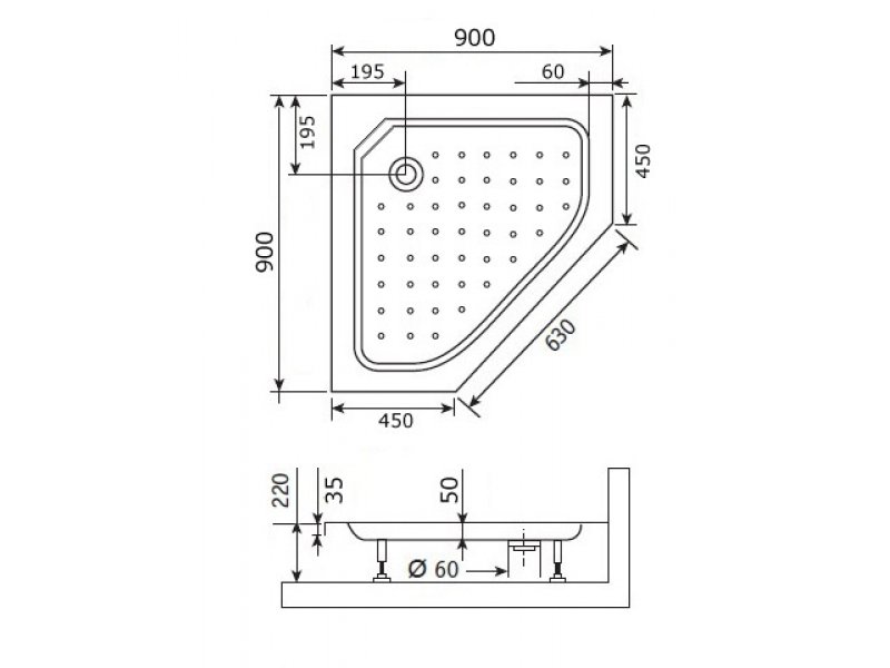 Купить Душевой поддон RGW Style-TR 16180599-11 90 x 90 см акриловый, трапеция, цвет белый