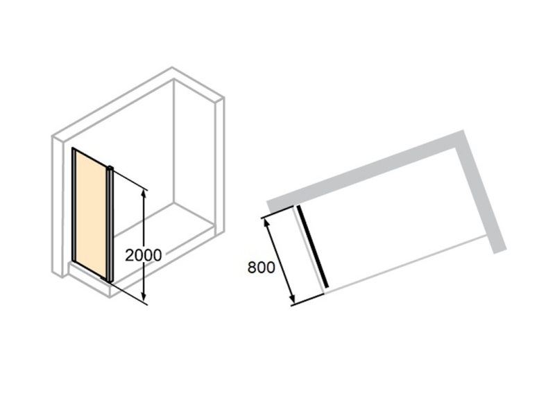 Купить 401606.092.321 AURA Боковая стенка 800х2000 для односекционной раздвижной двери с неподвижным сегментом, стекло прозрачн.
