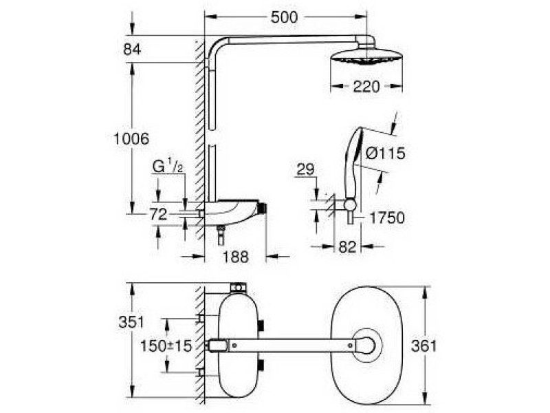 Купить Душевая система Grohe Rainshower System SmartControl 26250LS0