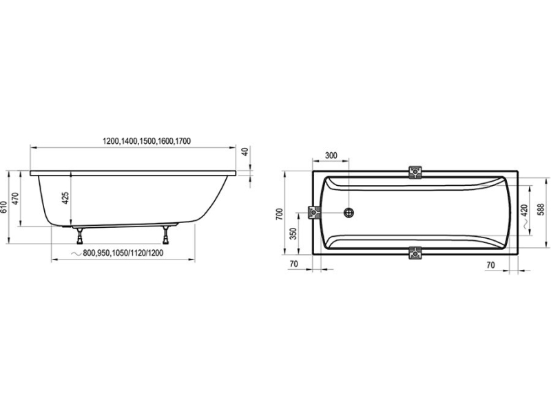 Купить Ванна Ravak Classic 120x70 CC11000000