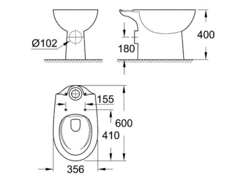 Купить Напольный унитаз Grohe Bau Ceramic 39349000, безободковый