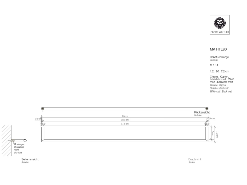 Купить Полотенцедержатель Decor Walther 0521000 - MK HTE80 Хром