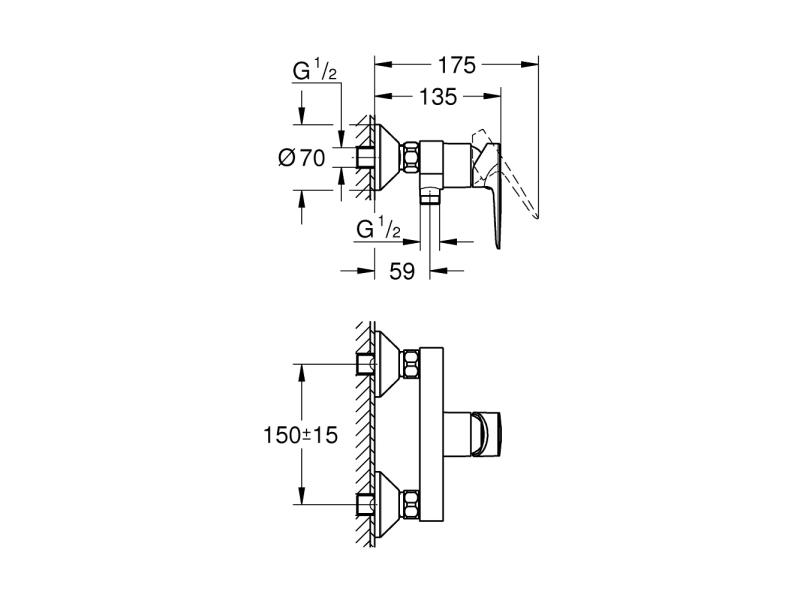 Купить Смеситель для душа Grohe BauEdge 23635001, хром