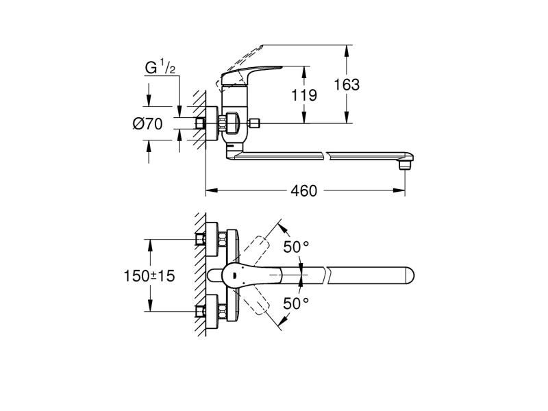 Купить Смеситель для ванны Grohe Eurosmart New 23992003 с длинным изливом