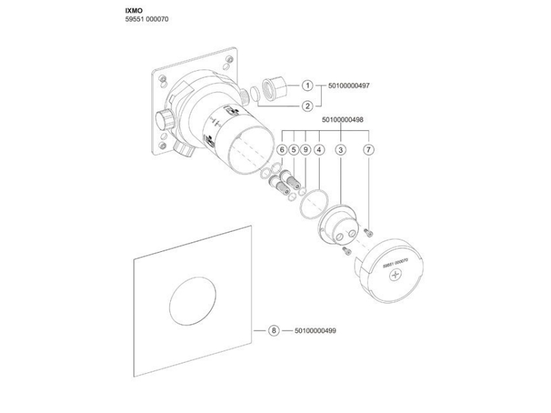 Купить 59551000070 IXMO Встраиваемая функциональная часть для однорычажного смесителя DN 15, Внутренний блок для встройки в стену