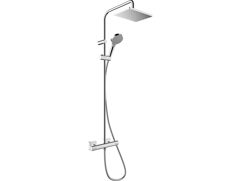 Купить Душевая система Showerpipe 230 1jet с термостатом, Green Hansgrohe Vernis Shape 26319000, хром