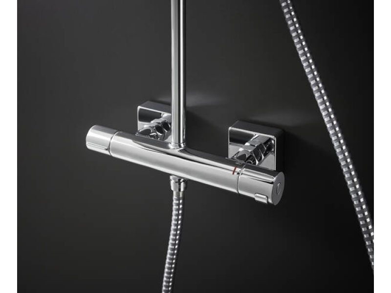 Купить Душевая система Showerpipe 230 1jet с термостатом, Green Hansgrohe Vernis Shape 26319000, хром