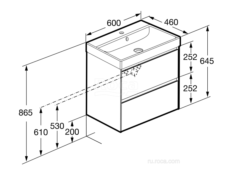 Купить 857613512 ONA модуль для раковины 600 мм, 585x450x565 мм, с 2 ящиками, светлый дуб