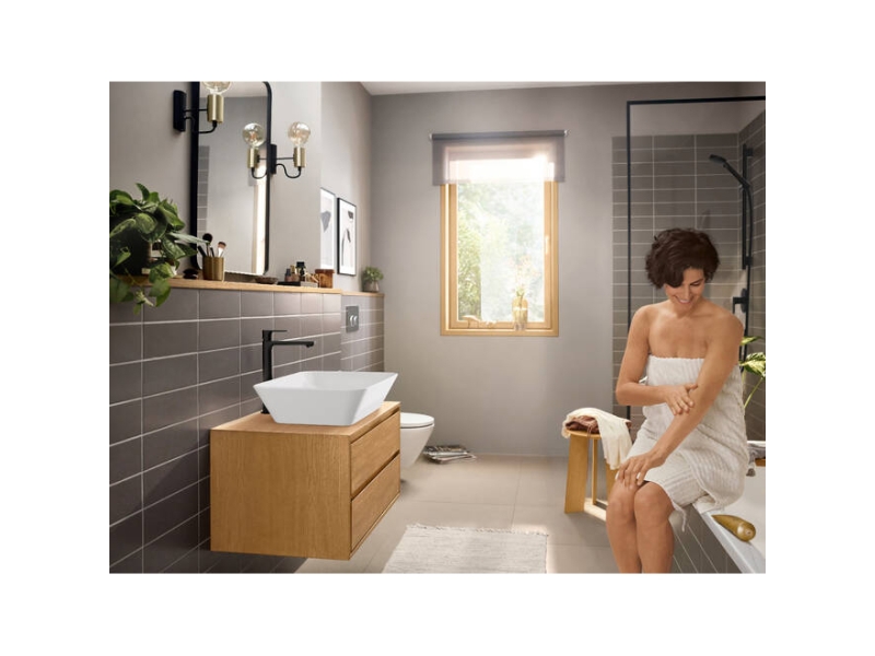 Купить Смеситель для накладной раковины Hansgrohe Rebris S 240 CoolStart со сливным гарнитуром, черный матовый 72581670