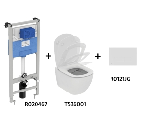 TT00003/121JG CЕТ Промо-комплект Tesi T536001 Подвесной унитаз + Сиденье; R020467 Инсталляция; панель смыва R0121JG В ПОДАРОК