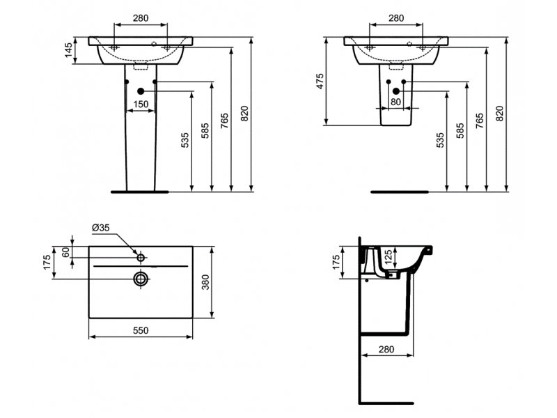 Купить Раковина Ideal Standard Connect Space 55 x 38 см, белый, E136401