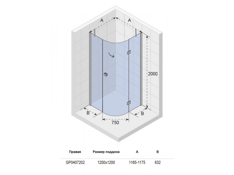 Купить Душевой уголок Riho Polar P308 GP040720 115 x 115 см L/R, стекло прозрачное (GP0407201/GP0407202)
