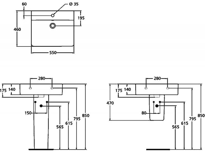 Купить Раковина Ideal Standard Connect Cube E784401, 55*46*14 см